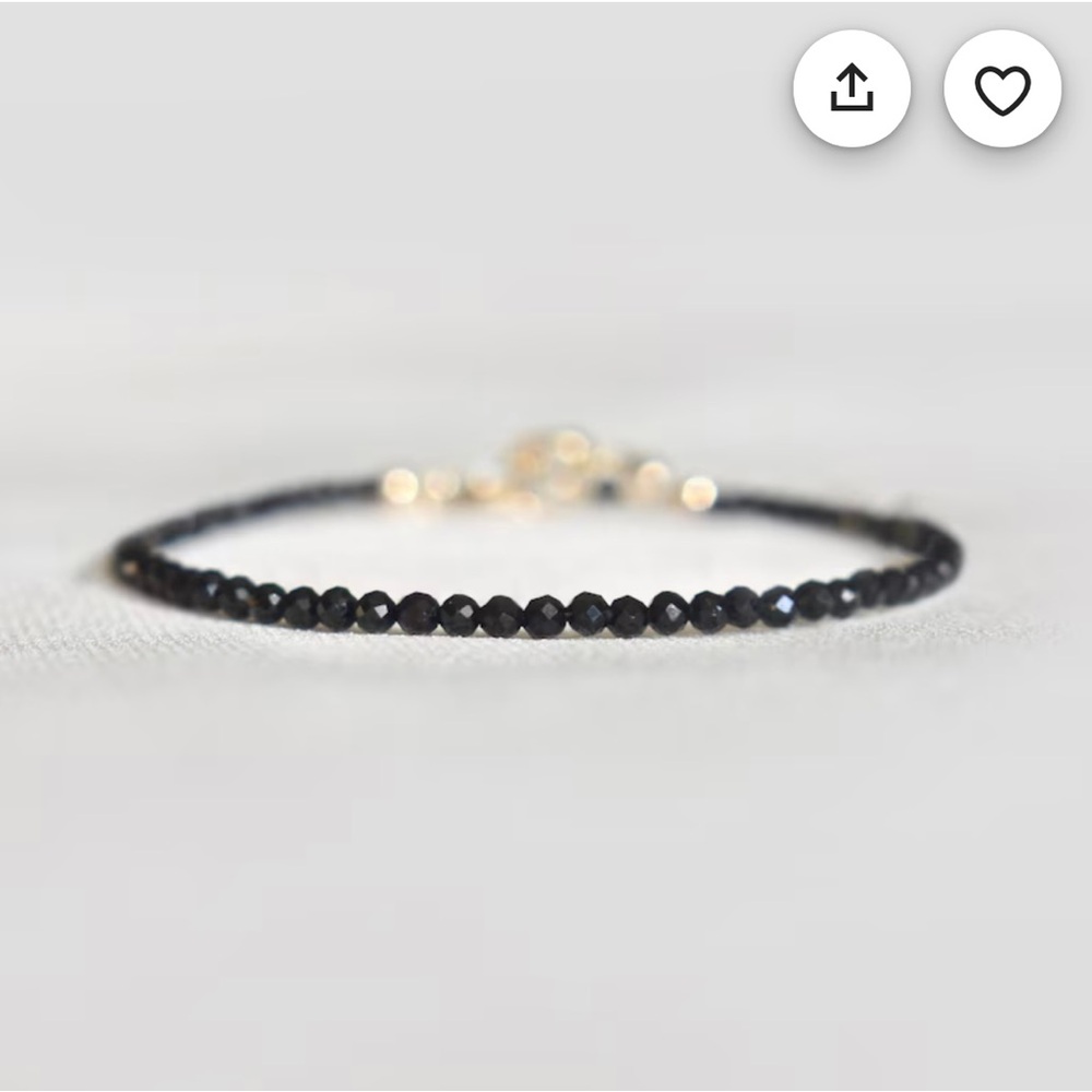 Black Tourmaline Gemstone Bracelet • Grounding, Protection, Balance • Handmade